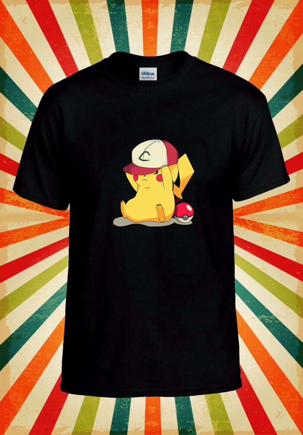 Pikachu Cute Pok&Atilde;&copy;mon Character Unisex T-Shirt L31 Men Black White Tshirt