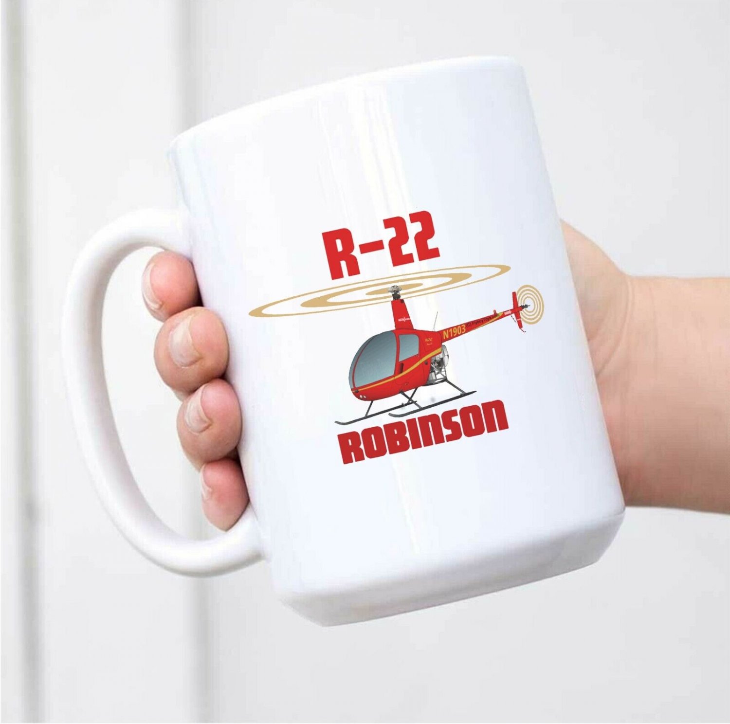 Robinson R22 Helicopter Ceramic White Mug L31 Coffee Mug Tea Mug