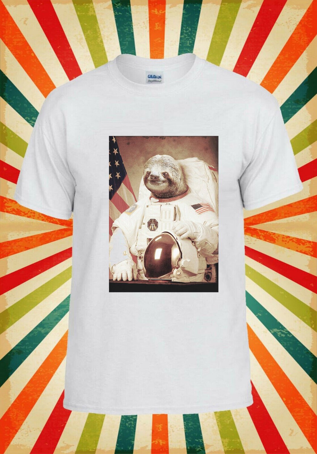 Spaceman Sloth Astronaut Unisex T-Shirt L31 Men Black White Tshirt