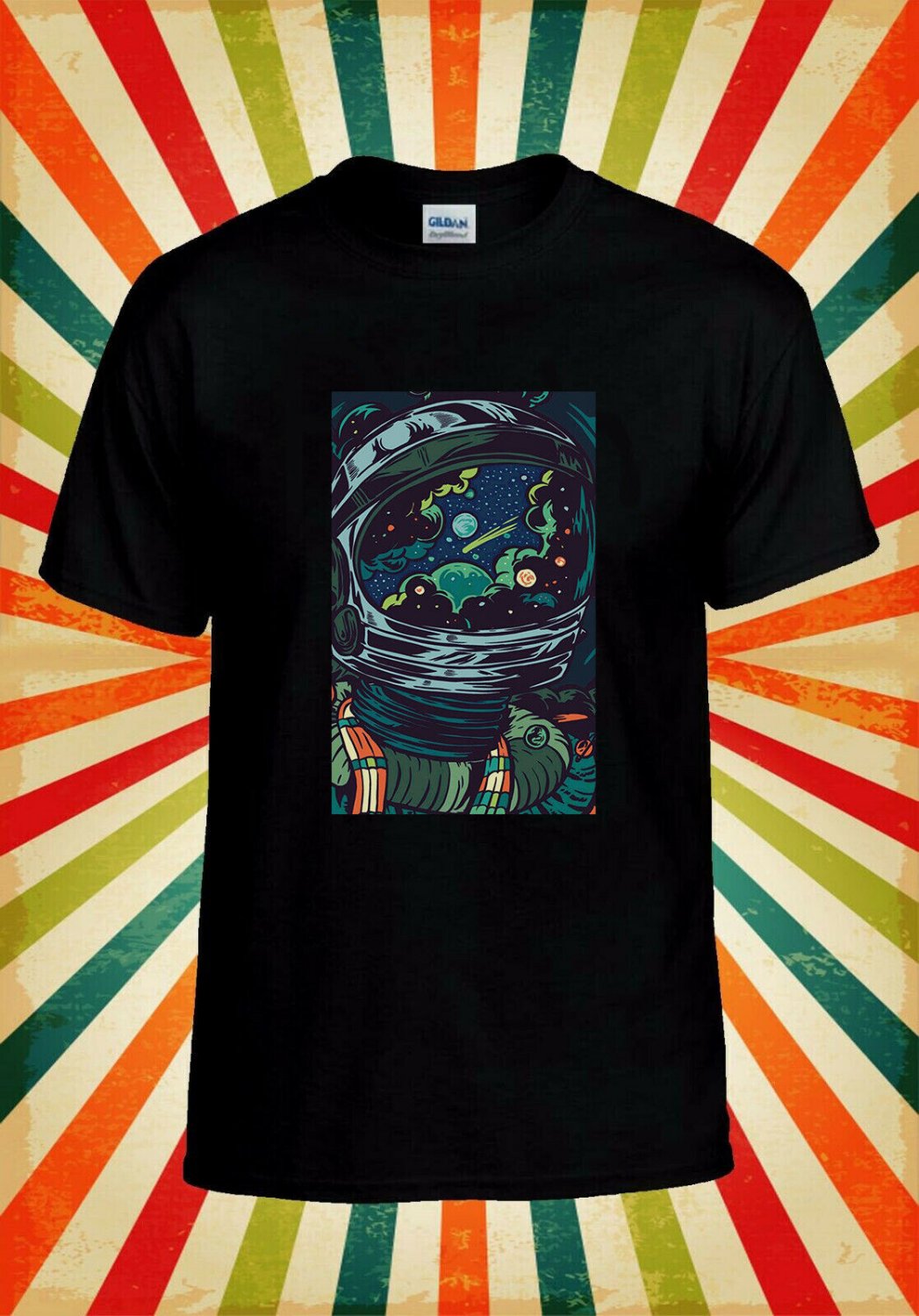 Astronaut Space at the Helmet Unisex T-Shirt L31 Men Black White Tshirt