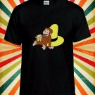 Curious George Cartoon Unisex T-Shirt L31 Men Black White Tshirt