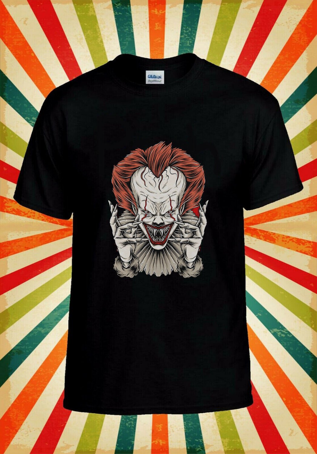 IT Men's Evil Clown horror halloween Unisex T-Shirt L31 Men Black White Tshirt