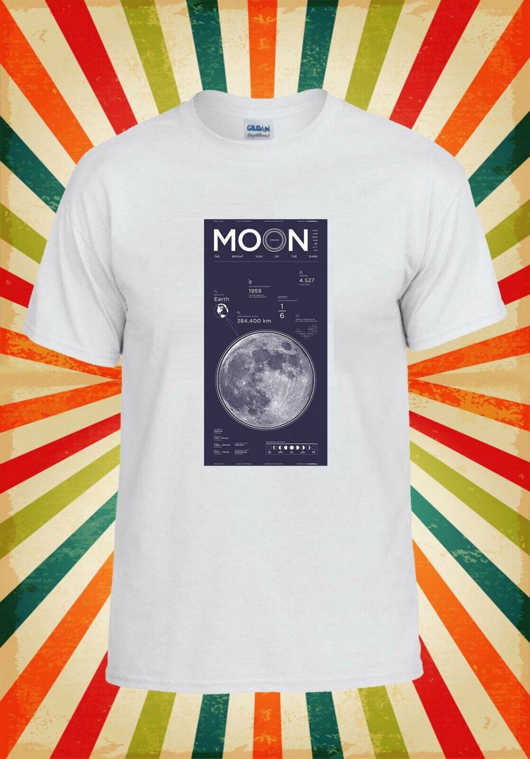 Moon Blue Print Skate Unisex T-Shirt L31 Men Black White Tshirt