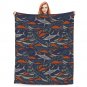 cartoon  shark Thick fleece blanket 50X60 inch for kids boys girls