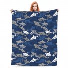 cartoon  shark Thick fleece blanket 50X60 inch for kids boys girls