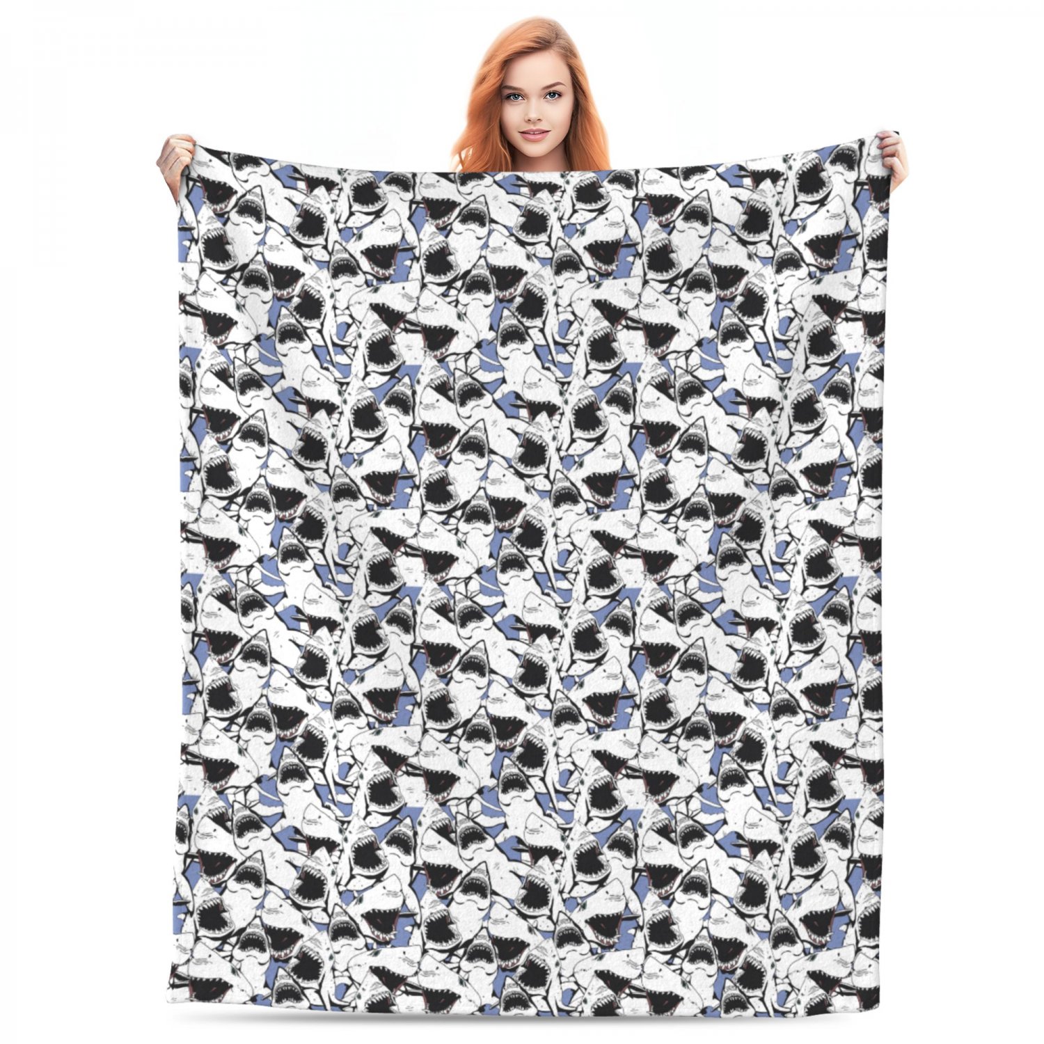 cartoon  shark Thick fleece blanket sleeping beds 50X60 inch for kids boys girls