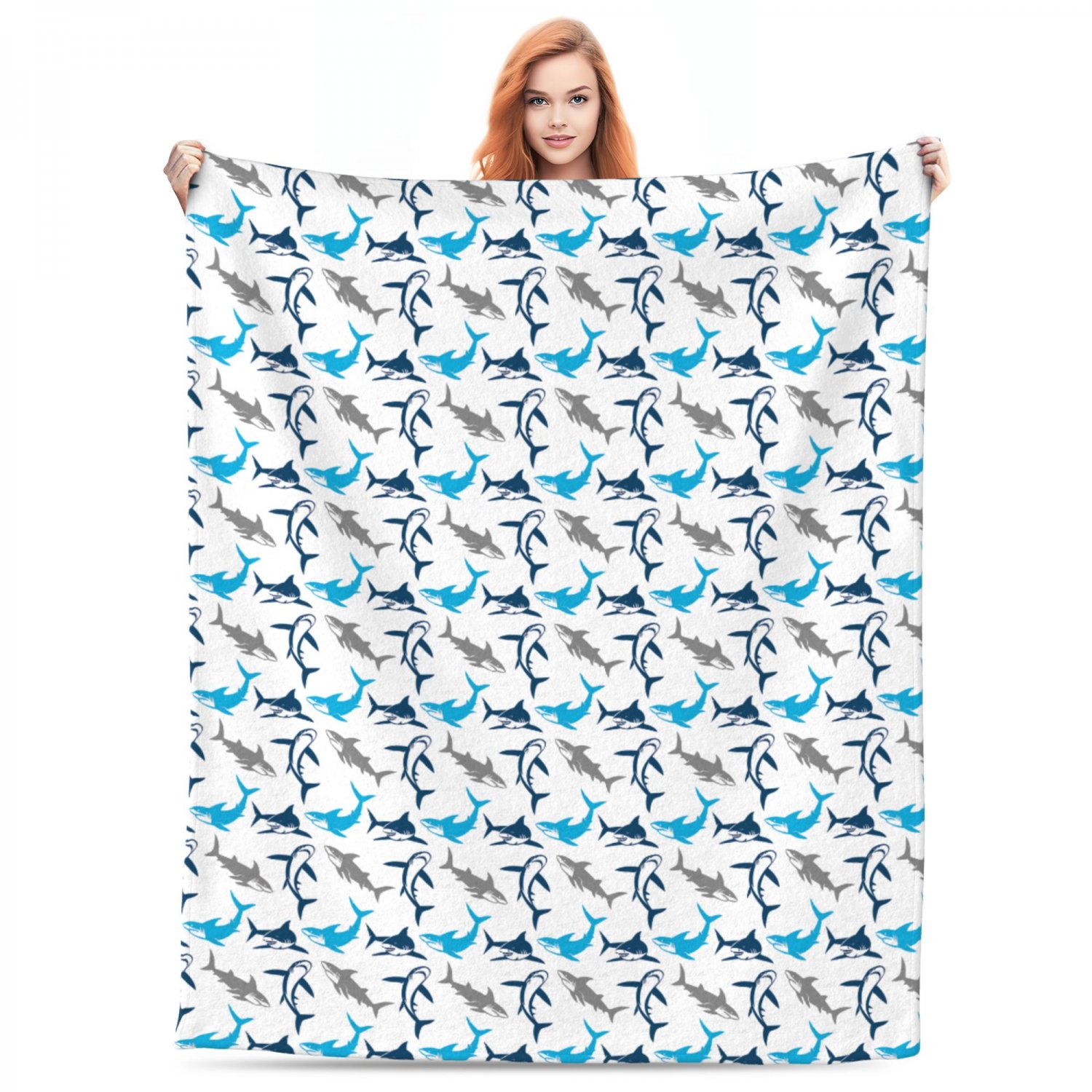 cartoon  shark Thick fleece blanket  50X60 inch for kids boys girls