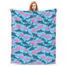 cartoon  shark Thick fleece blanket  50X60 inch for kids boys girls