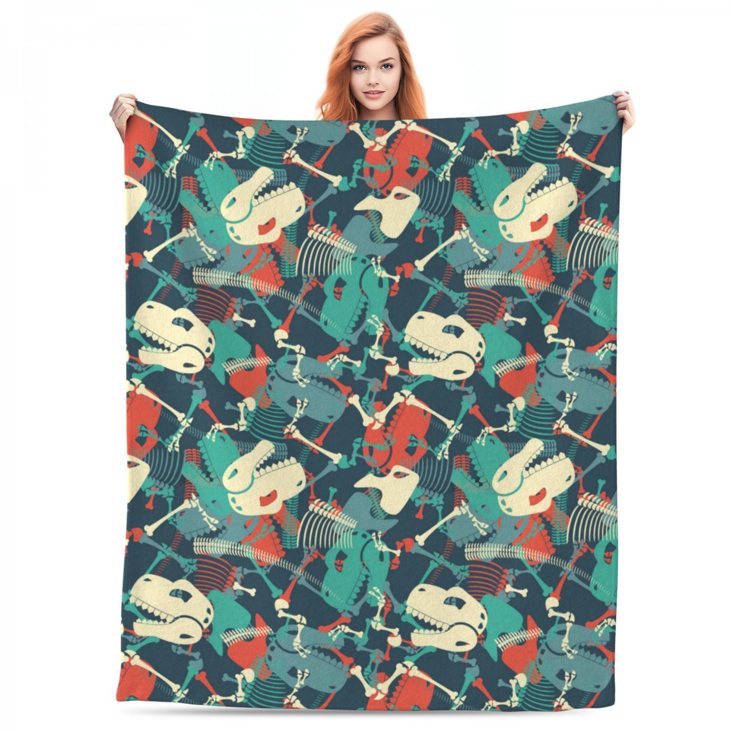 Anime cartoon  Dinosaur dino Thick fleece blanket  50X60 inch for kids boys girls