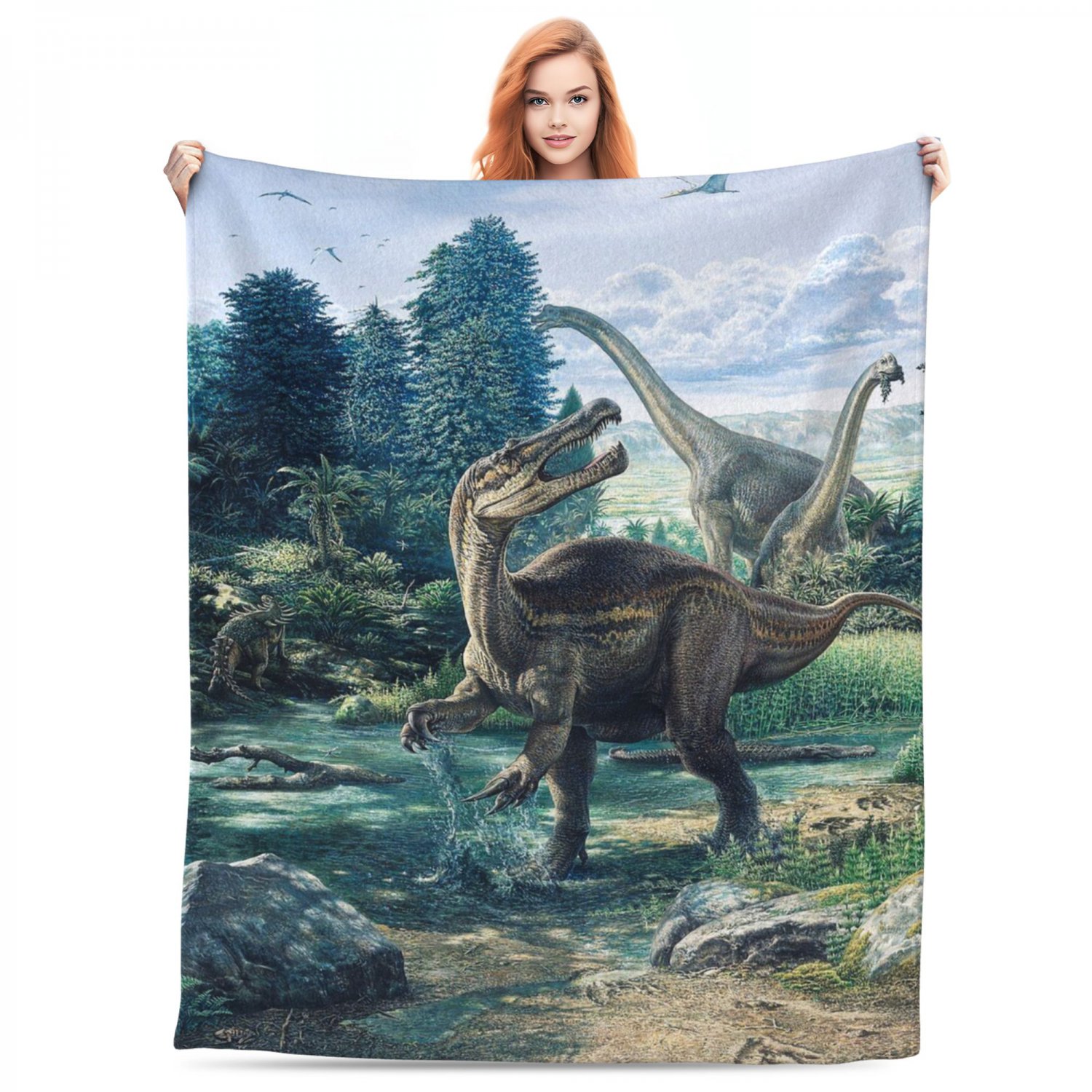 Dinosaur dino Thick fleece blanket  50X60 inch for kids boys girls