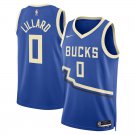 Men and  Youth Damian Lillard  Bucks 0 jersey  city Edition Jersey blue 2025
