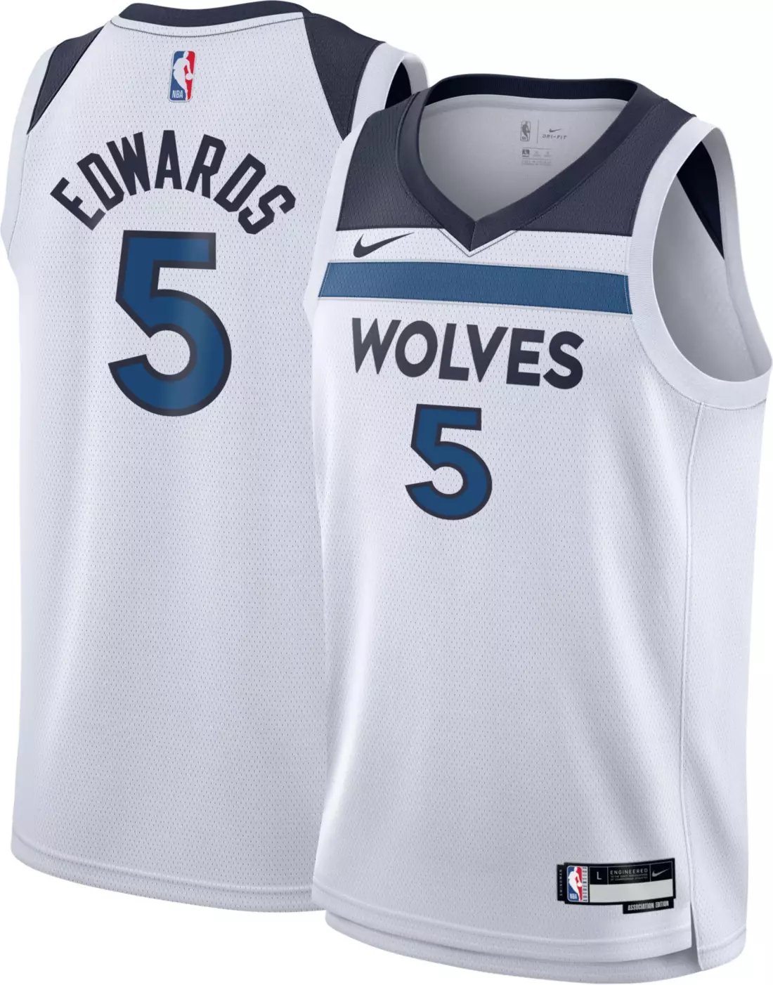 Men and  Youth  Anthony Edwards minnesota wolves 5 association jersey  white