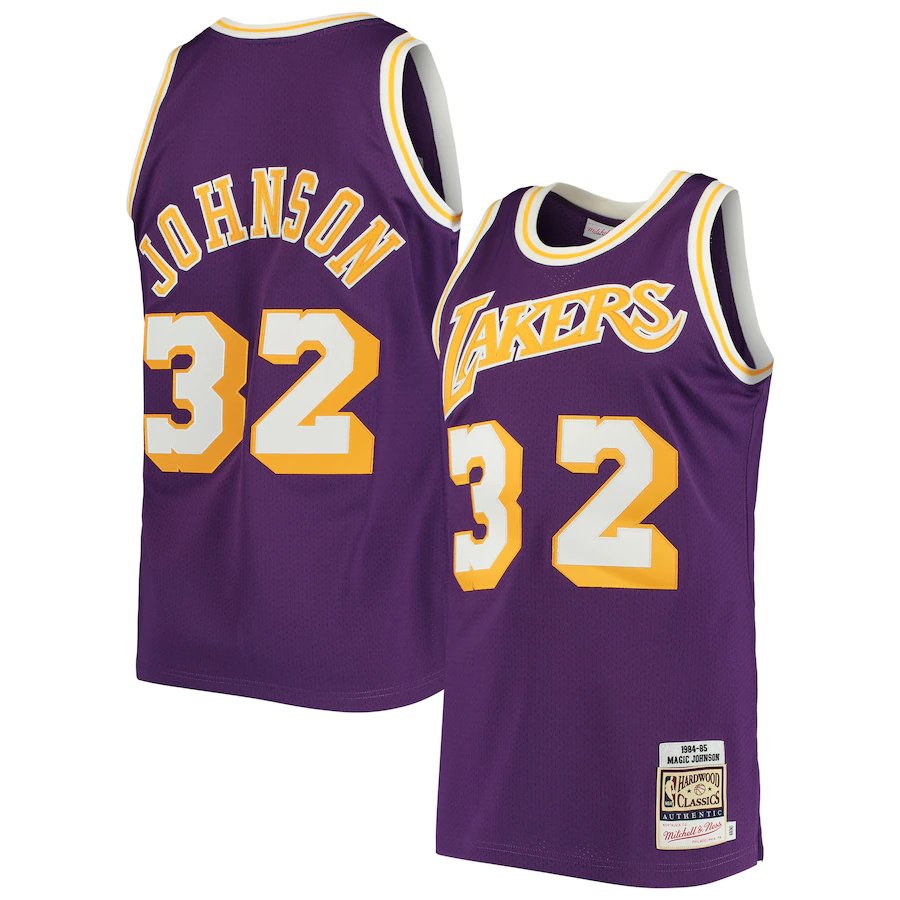 Men and  Youth  Magic Johnson Lakers throwback jersey purple