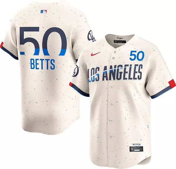 Men and  Youth Mookie Betts  Dodgers 50 city connect  jersey cream