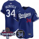 Men and Youth  fernando valenzuela Dodgers  world series champion jersey blue