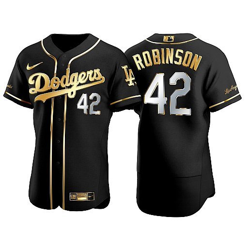 Men and Youth jackie robinson Dodgers  jersey gold black