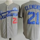 Men's Puerto Rico Santurce Crabbers Roberto Clemente 21 jersey gray
