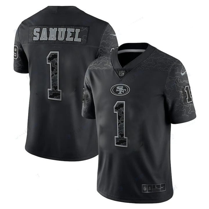 Men and Youth  deebo samuel jr 49ers 1 reflective  jersey black