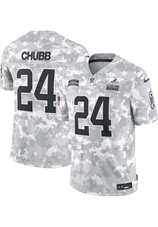 Men and Youth Cleveland Browns nick chubb salute to service   Jersey arc camo