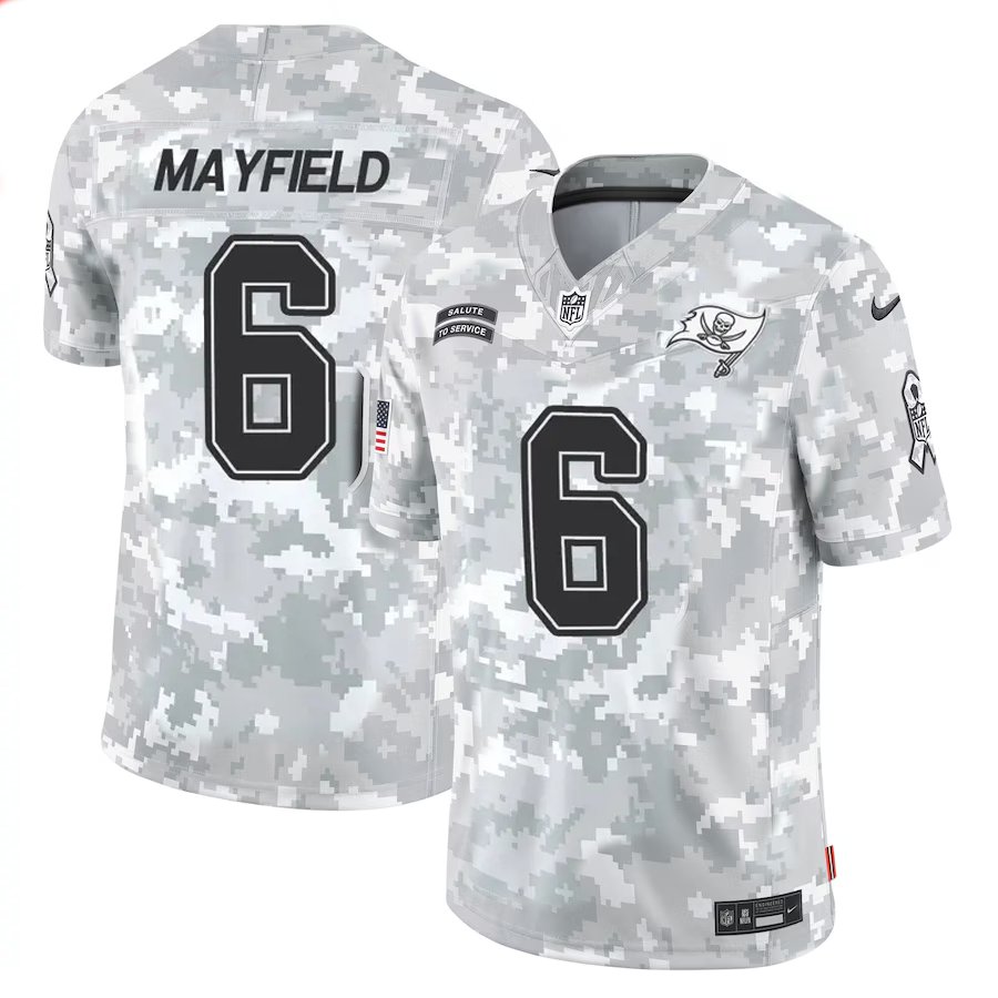 Men and Youth baker mayfield buccaneer salute to service 6  Jersey camo