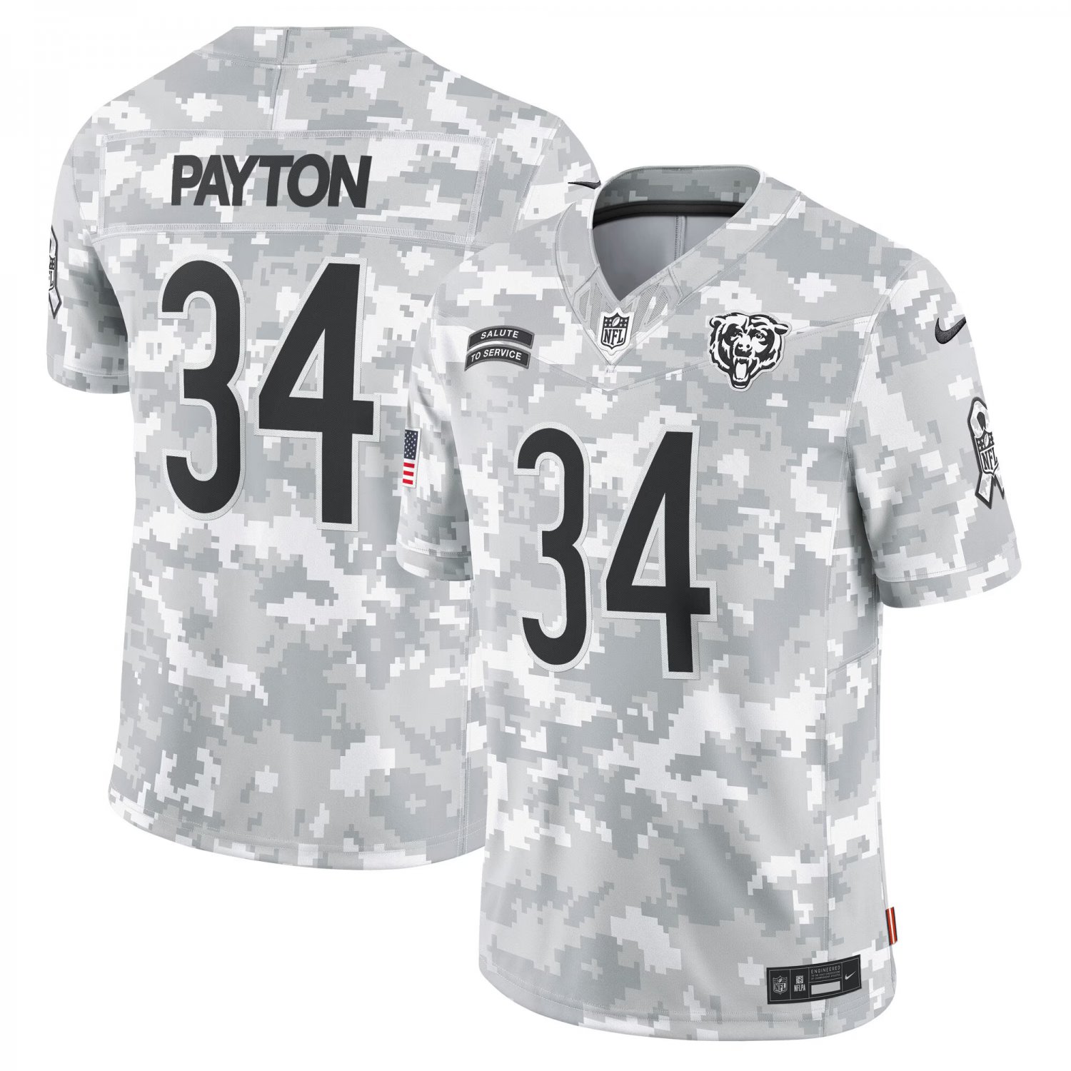 Men and Youth Walter Payton bears 34 salute to service Jersey camo