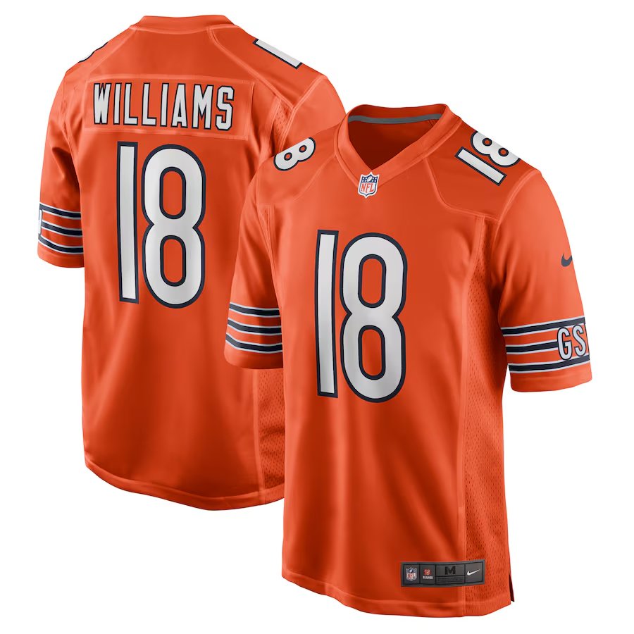 Men and Youth Caleb Williams bears 18  Jersey orange