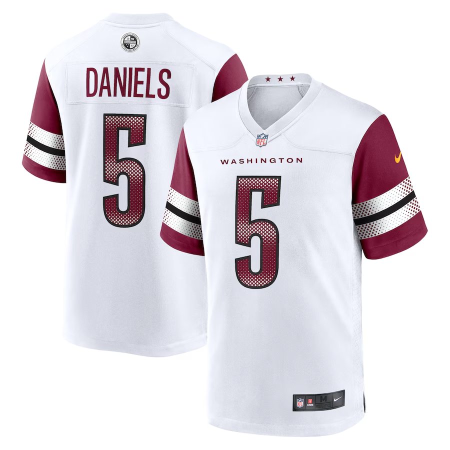 Men and Youth Jayden Daniels commanders 5 football Jersey white