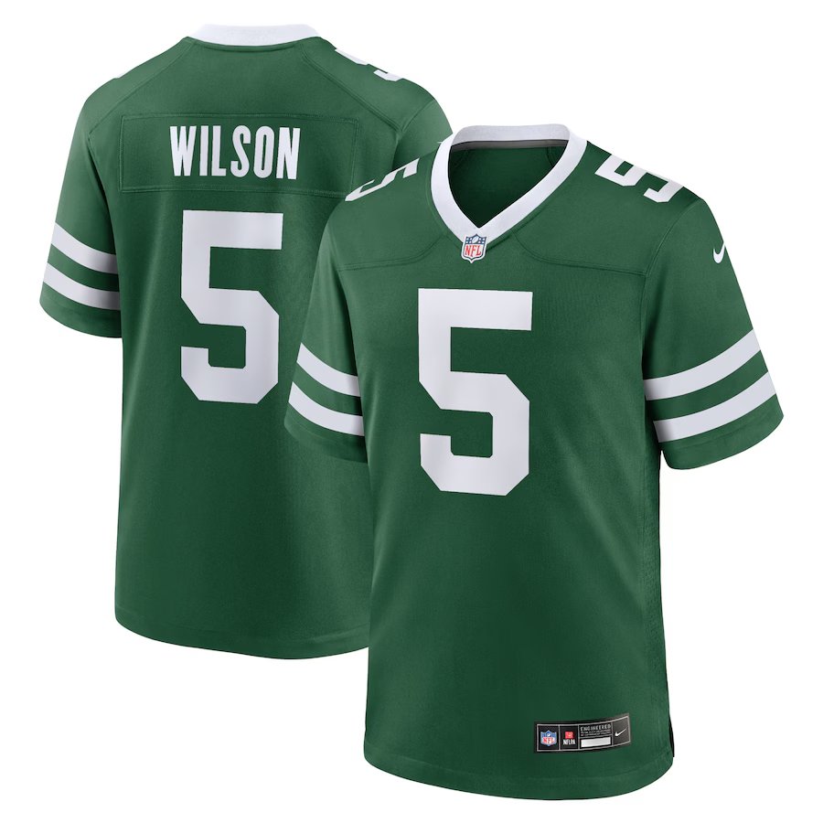 Men and Youth Garrett Wilson jets 5  game jersey green