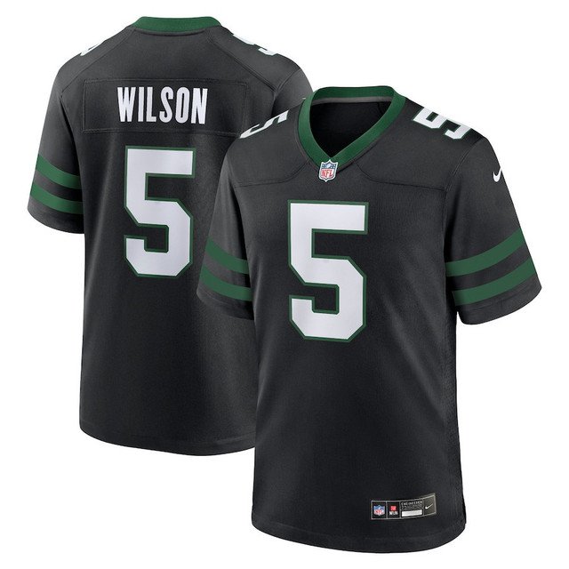 Men and Youth Garrett Wilson jets 5  game jersey black