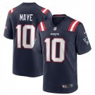 Men and Youth Drake Maye packers 10 game  jersey navy blue