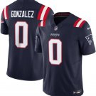 Men and Youth Christian Gonzalez patriots 0 game  jersey navy blue