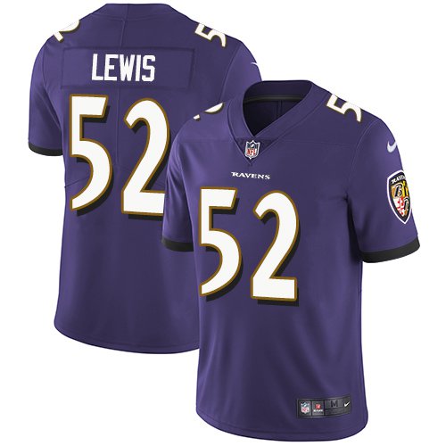 Men and Youth Ray Lewis Baltimore Ravens 52 color rush jersey purple