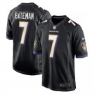 Men and Youth Rashod Bateman Ravens 7 Game jersey black