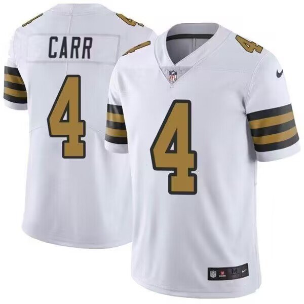 Men and Youth  derek carr  saints 4 game jersey white