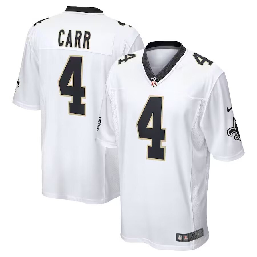 Men and Youth  derek carr  saints 4 game jersey white