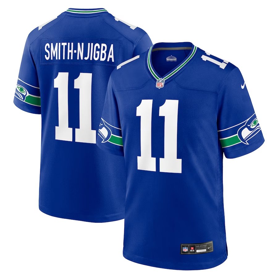 Men and Youth Jaxon Smith-Njigba seahawks 11 football jersey blue