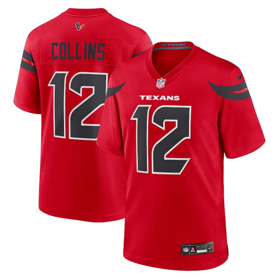 Men and Youth nico collins texans 12 game Jersey red