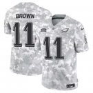 Men and Youth aj brown eagles 11 Salute to service jersey arctic camo