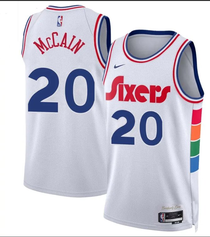 Men and  Youth  Jared Mccain sixers 76ers 20  city Jersey 2025