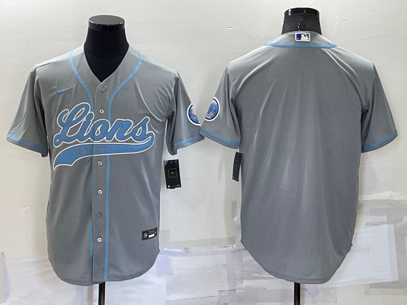 Detroit Lions Blank Grey Stitched Cool Base Baseball Jersey