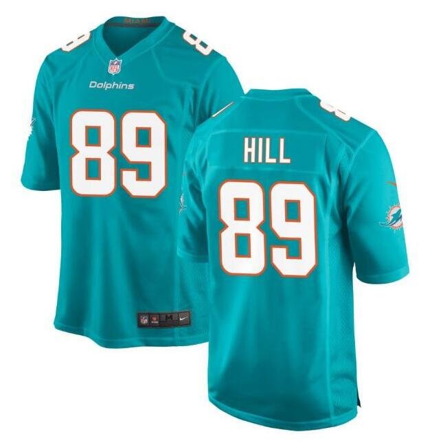 Miami Dolphins #89 Julian Hill Aqua Stitched Football Jersey