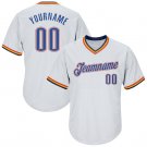 Custom White Blue-Orange Authentic Throwback Rib-Knit Baseball Jersey Shirt