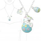 bunny and egg pendant necklace set