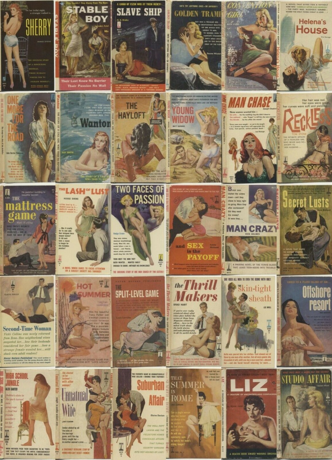 Beacon 1950s erotic story books- secret lusts, slave ship, 43 issues - pdf downloads
