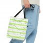 Green Circles Green and Gray Stripes and Wavy Lines Tote Bag Small