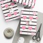 Pink Hearts with Brown Stripes Wrapping Paper 20"x30" Matte Paper Finish