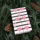 Pink Hearts with Brown Stripes Gift Wrap Wrapping Paper 20"x30" Satin Paper Finish