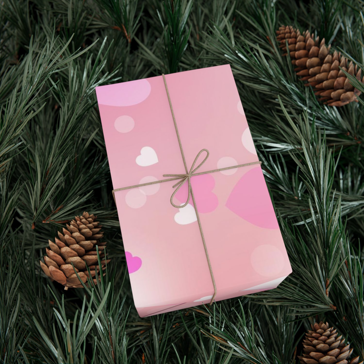 Pink Hearts Gift Wrap Wrapping Paper 20"x30" Satin Paper Finish