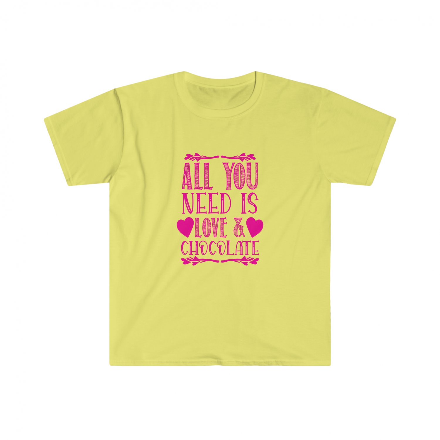 All You Need is Love and Chocolate Unisex Softstyle T-Shirt 3XL YELLOW