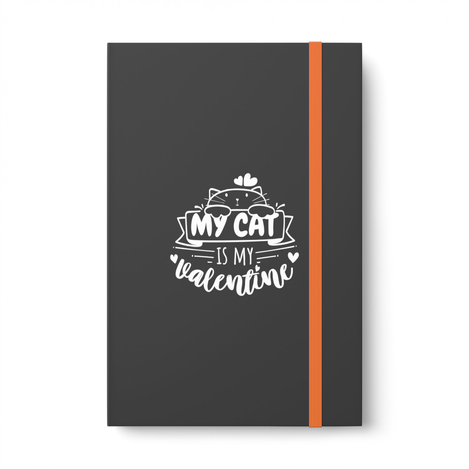 My Cat is My Valentine, Color Contrast Notebook - Ruled - Orange